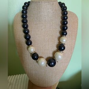 Elegant Black and Cream Beaded Necklace